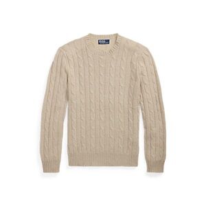 Ralph Lauren Men's Tan Cable Knit Crewneck Sweater